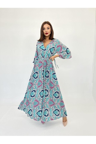 Cojans 7035 Elbise-mint Karışık Çok Renkli
