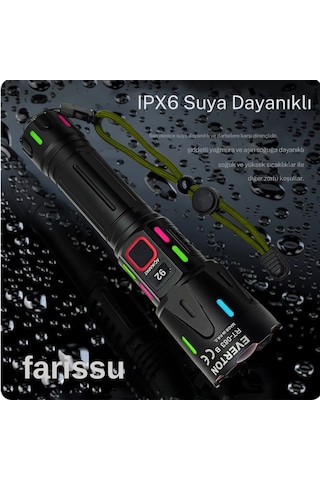 Rt-063 B 60w 6000 Lümen Ultra Güçlü Beyaz Lazer Led El Feneri - 2 Km Menzilli & Powerbank Özellikli Siyah