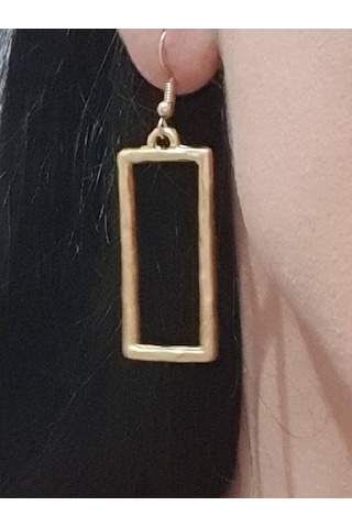 Gold Altın Renk Kaplama Antik Çelik Desenli Kadın Sallantılı Küpe