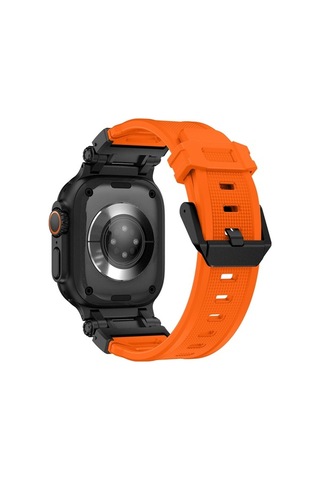 Novahub İos Watch Uyumlu Ultra 49mm Explorer Tpu Saat Bantı Siyah Turuncu, Ergonomik Kordon, Kullanışlı Tasarım