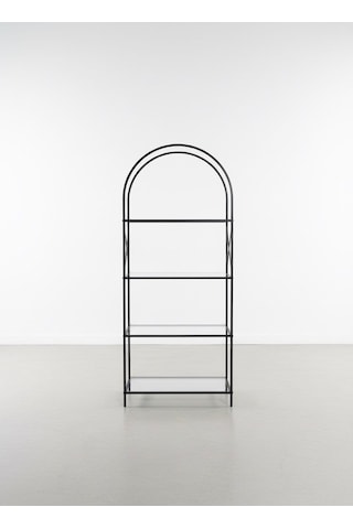 Noble Metal Kitaplık Dekoratif Kemerli 4 Raflı Salon Ve Ofis Rafı 70x180 Cm Siyah