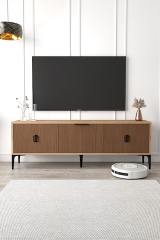 3503 Neva Tv Ünitesi 150 Cm 3 Kapaklı Kaplan - Sepet Tv Sehpası