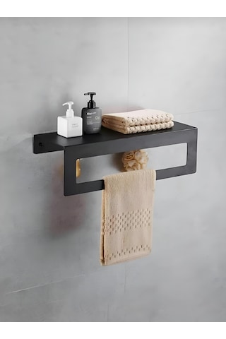 Hvngroup Metal 50 Cm Raflı Havlu Askısı Siyah