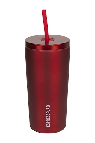 Kırmızı Metal Paslanmaz Çelik Pipetli Termos 520 ML Kapaklı No:95