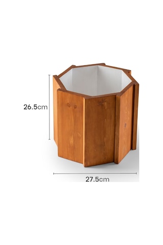 Halohope El Yapımı Ahşap Büyük Sekizgen Dekoratif Modern Kaliteli Bahçe Balkon Saksı Saksılık Stant Çiçeklik