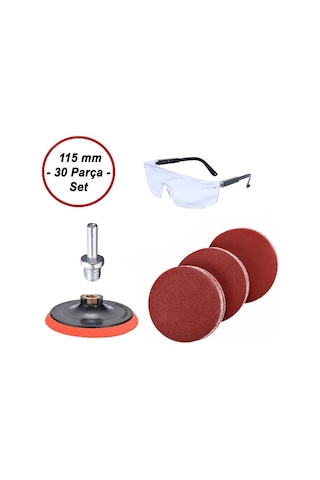 Ugr-Nikon 115 Mm Cırt Zımpara Seti + Iş Güvenlik Gözlüğü 30 Parça