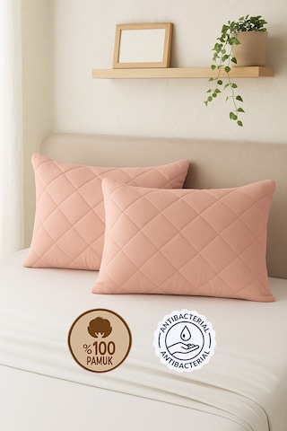 Formeya Pamukkale Alez Pudra %100 Pamuk Kapitone Yastık Koruyucu Alez 2 Adet 50X70