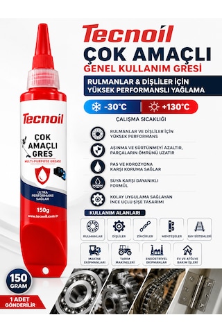 Çok Amaçlı Gres Tüm Rulman Ve Dişliler Ve Mekanik Aksamlarda Kullanılabilir -30 Derece + 130 Derece 150 Gram Çok Amaçlı Gres Tüm Rulman Ve Dişliler Ve Mekanik Aksamlarda Kullanılabilir -30 Derece + 130 Derece 150 Gram