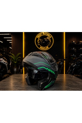 Jk 902 Az Green Çene Açılır Motosiklet Kaskı Mat Siyah - Yeşil