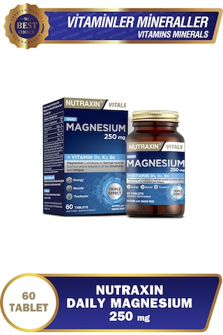 Nutraxin Magnezyum Daily Energy 250 Mg 60 Tablet - Magnesium, D3, K2, B6
