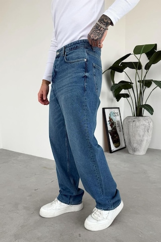 Dokulu Mavi Soft Degrade Basic Regular Pantolon Dokulu Mavi