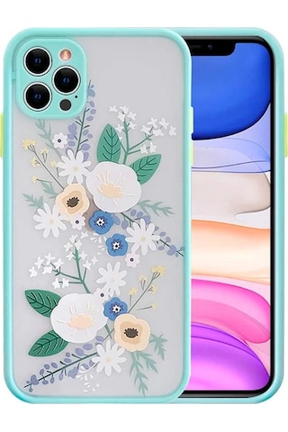 Apple iPhone Uyumlu iPhone 12 Pro Max 6.7inç Kamera Korumalı Çiçek Desenli Silikon Kılıf- 5775 Mor