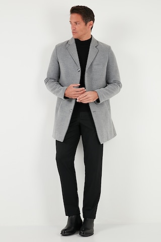 Buratti Slim Fit Tek Yırtmaçlı Düğmeli Mono Yaka Kaşe Erkek Kaban 5840098 Gri