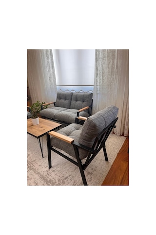 Gökçe,balkon, Bahçe,teras,cafe - Salon - Metal Kanepe Koltuk Takımı - 2+1+1 + Sehpa