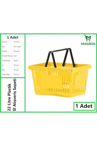 Plastik Market Alışveriş El Sepeti 22 Litre Sarı 1 Adet Sarı