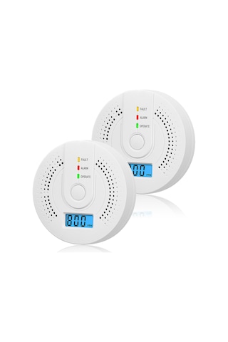 Springsun 2 Adet Taşınabilir Karbon Monoksit Alarmı - 0-999ppm Elektrokimyasal Sensörlü, Lcd Gösterge, 85db Sesli Işık Alarmı, Ev İçin Kömür Odası Gaz Koruyucu Pil Dahil Değil