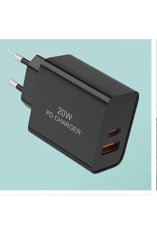 Ufly 20w Pd Hızlı Şarj Adaptörü Usb-a Usb-c 5v 3a Siyah