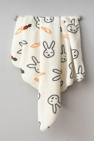 Bebitof Sevimli Tavşan Desenli Peluş Battaniye Bbtf.ekr.95077 Ekru