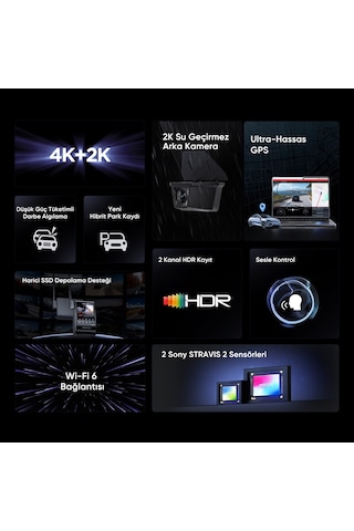 Viofo A329sw 2 Kameralı Ön+arka Su Geçirmez 4k 60fps+2k Sony Starvıs 2 Sensör Gps'li Araç Kamerası