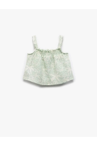 Koton Kare Yaka Gipeli Askılı Yeşil Kız Bebek Bluz 5smg60034aw Yeşil