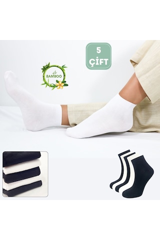 Kral Socks Kadın Bambu Patik 5 Adet Dikişsiz Görünmez Parfümlü Kısa Çorap Asorti