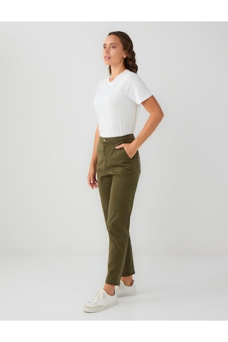 Jimmy Key Haki Normal Bel Normal Paça Gabardin Pantolon 5ww184558310
