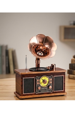 Rt-623 Nostalji Radyo Fm-usb-tf-aux 1800mah Retro Gramafon Radyo