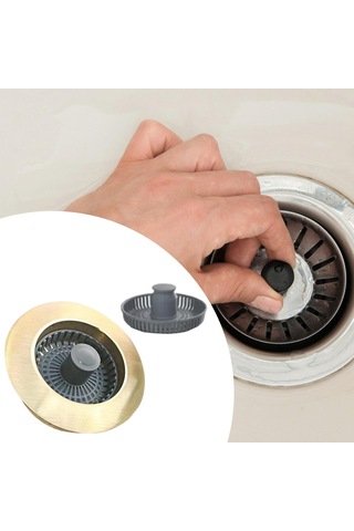 Homyl Mutfak Lavabosu Tahliye Süzgeci Hafif Paslanmaz Koku Altın