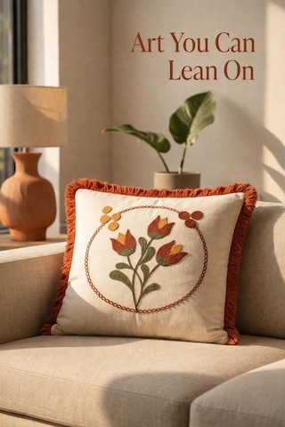 Premium Punch Nakış Kırlent 40 Cm X 40 Cm - 1 Adet Açık Beyaz Boyut