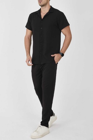 Mcz Giyim Siyah Renk Krep Kumaş Slim Fit Erkek Pantolon - Gömlek Alt Üst Takım