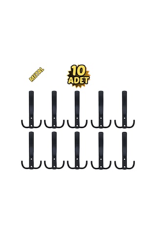 Noktalı Portmanto Vestiyer Askısı Metal Mat Siyah 10 Lu Mat Siyah