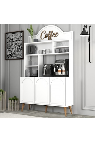 Lyon Kahve Köşesi 120cm - Beyaz / Ceviz