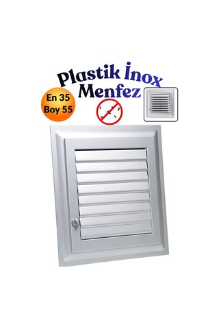 35 X 55 Cm Gri Plastik Menfez - Banyo, Wc Ve Tuvalet İçin Panjurlu Havalandırma Kapağı Izgarası Pencere 35x55 Panjur Sineklik Kapağı Izgarası Hava Kanalı Çıkışı Duvar Cam Kare Aspiratör Baca Teli