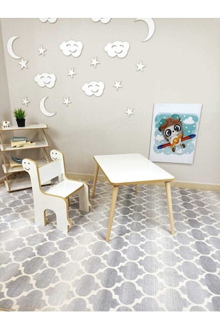 Miracle 3d Çocuk Oyun Etkinlik Çalışma Masası Ve Sandalye, Aktivite Masası 1673197264 Beyaz