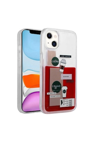 Apple Uyumlu iPhone 13 Kılıf Desenli Sıvılı Zore Drink Silikon Kapak NO1