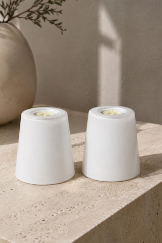 2 Li Beyaz Cam Çift Kullanımlı Mumluk Tealight Ve Bardak Mum Dekoratif Seti