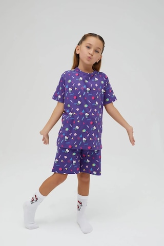Hello Kitty Kız Çocuk Kısa Kollu Şortlu Pamuklu Pijama Takımı Renklı