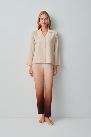 Suwen Mocha Gömlek Yaka Pijama Takımı Wsh1051012991 Kahverengi