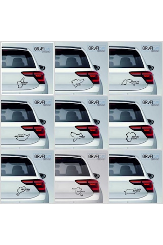 Harita Yarış Pisti Görünüm Sticker 2'Li Paket - 81 Il Parlak Siyah