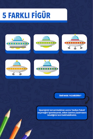 İsim Yazılabilir Uzay Gemisi Temalı Okul Etiketi Kalem & Defter İçin 200 Adet Çoklu