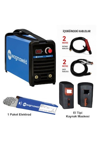 Magmaweld Megastick 200 Amper Kaynak Makinesi + 100 Adet 2.50x350mm Elektrod + El Kaynak Maskesi