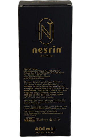 Nesrin 80 Derece Özel Seri Kutulu Pet Şişe Aşk-ı Harem Kolonyası 400 ML
