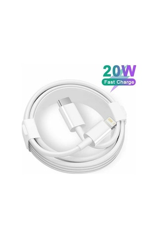 Bs Type-c Usb To Lightning Apple Uyumlu iPhone Ile 1 Metre Şarj Kablosu Beyaz Kablo