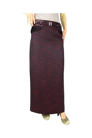 Kadın Bordo Kumaş Uzun Etek Erm157-Bordo-38 Bordo