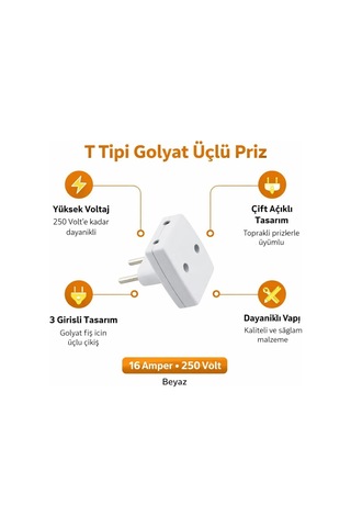 T Tipi Golyat Fiş Priz Dönüştürücü, Universal Çok Amaçlı Adaptör, Yüksek Dayanıklı Sert Plastik, 220v Uyum Standart