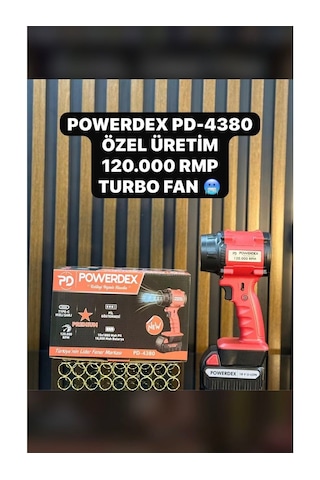Powerdex PD-4380 Turbo Fan Premium 120000RPM Akülü Hava Yaprak Toz Su Üfleme Makinesi