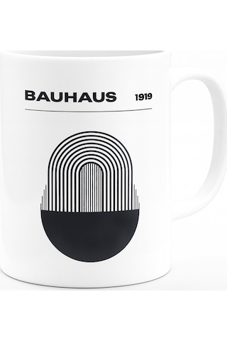 Bauhaus Esintisi Seramik Kupa Beyaz - Çok Renkli