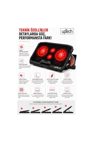 Uptech Laptop Soğutucu 4 Fanlı Ayarlanabilir Dizüstü Bilgisayar Soğutma Fanı