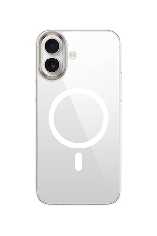 Ecruz Apple iPhone Uyumlu 16 Plus Kılıf M-safe Şarj Özellikli Şeffaf Cam Arka Yüzey Zore G-glass Kapak - Şeffaf