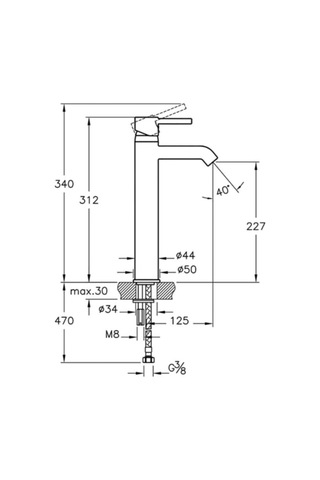 Minimax S A41990 Yüksek Lavabo Bataryası, Krom Diğer